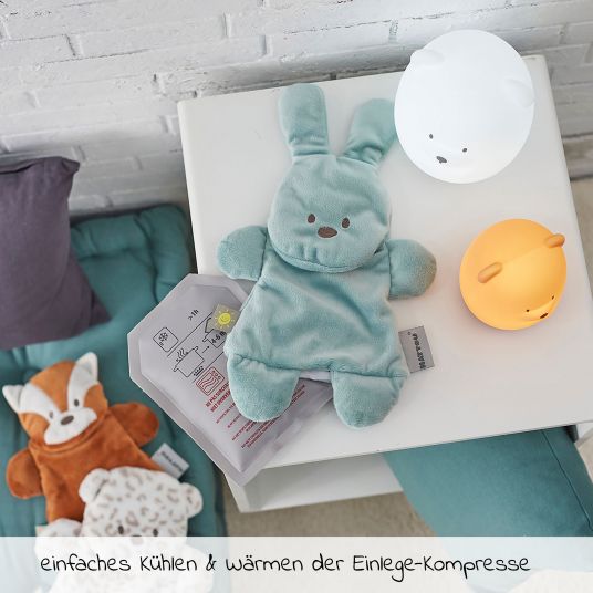 Nattou Cuddly toy with heat/cold gel pad - bunny green