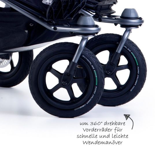 TFK 3-1 Sibling & Twin Stroller Set Twin Adventure 2 incl. 2 Baby Carrycot DuoX with Adapter - Quiet Shade