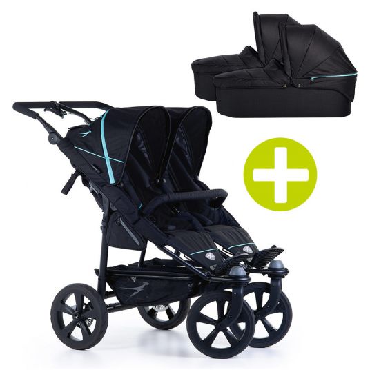 TFK 3-1 Twin Trail 2 Sibling & Twin Pushchair Set incl. 2 Baby Carrycot Duo X con adattatore - Tap Shoe