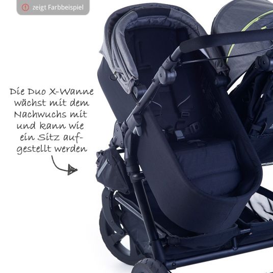 TFK 3-1 Twin Trail 2 Sibling & Twin Pushchair Set incl. 2 Baby Carrycot Duo X con adattatore - Tap Shoe