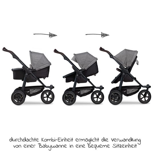 TFK 3-1 Combi baby carriage set Mono 2 pneumatic tires with combi unit (carrycot+seat) incl. Maxi-Cosi Cabriofix i-Size & XXL accessory pack - Premium Grey