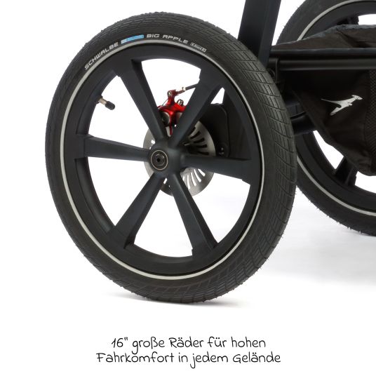 TFK 3-1 Kombi-Kinderwagen-Set Pro mit Luftreifen inkl. Kombi-Einheit (Babywanne+Sitz) inkl. Maxi-Cosi Pebble Pro, Handyhalter, Getränkeflasche & XXL Zubehörpaket - Anthrazit