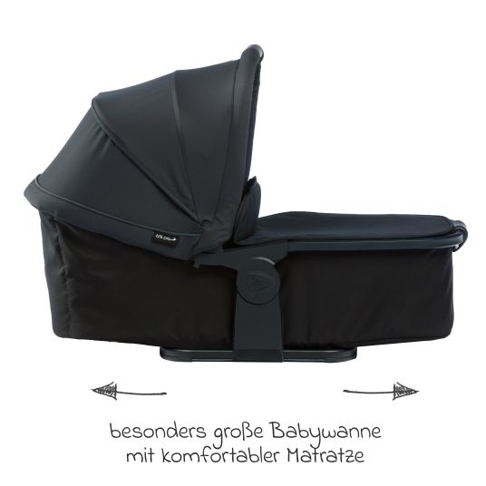 TFK 3-1 Kombi-Kinderwagen-Set Pro mit Luftreifen inkl. Kombi-Einheit (Babywanne+Sitz) inkl. Maxi-Cosi Pebble Pro, Handyhalter, Getränkeflasche & XXL Zubehörpaket - Anthrazit