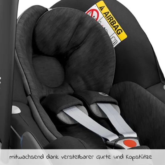 TFK 3in1 baby carriage set Mono 2 with pneumatic tires incl. combi unit (carrycot+seat) with reclining position, infant car seat Pebble Pro & XXL accessory pack - Premium anthracite