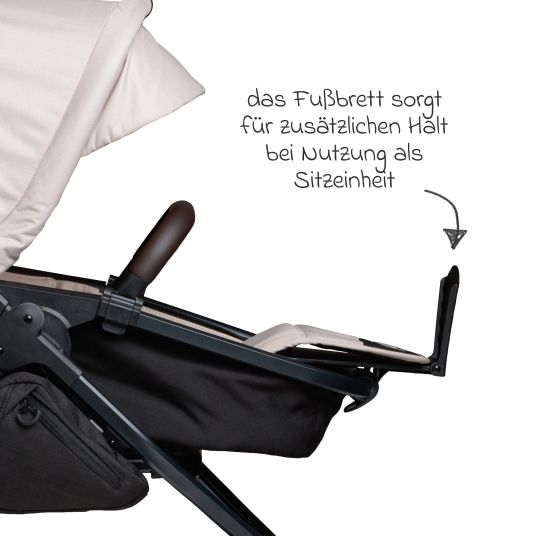 TFK 3in1 baby carriage set Mono 2 with pneumatic tires incl. combi unit (carrycot+seat) with reclining position, Pebble Pro infant car seat & XXL accessory pack - Sand