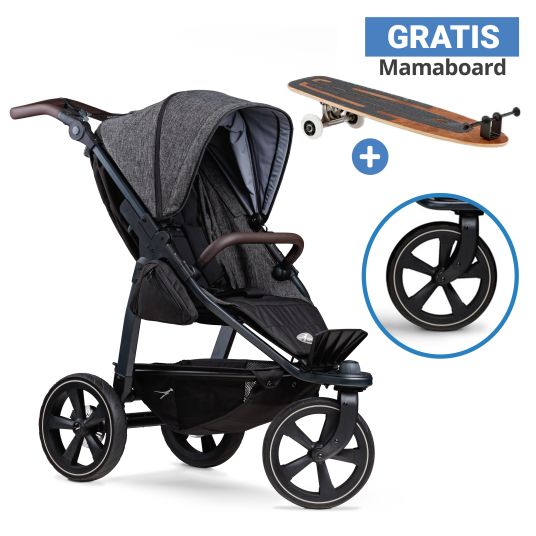 TFK Buggy & baby carriage Mono 2 with air chamber tires incl. free mamaboard - with sports seat up to 34 kg - premium anthracite