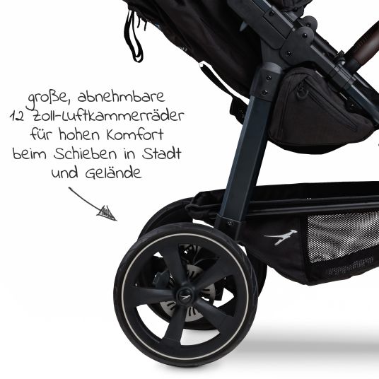 TFK Buggy & baby carriage Mono 2 with air chamber tires incl. free mamaboard - with sports seat up to 34 kg - premium anthracite