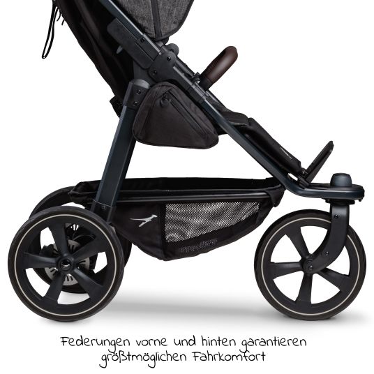 TFK Buggy & baby carriage Mono 2 with air chamber tires incl. free mamaboard - with sports seat up to 34 kg - premium anthracite