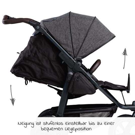 TFK Buggy & baby carriage Mono 2 with air chamber tires incl. free mamaboard - with sports seat up to 34 kg - premium anthracite