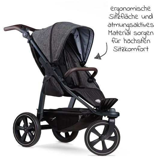 TFK Buggy & baby carriage Mono 2 with air chamber tires incl. free mamaboard - with sports seat up to 34 kg - premium anthracite