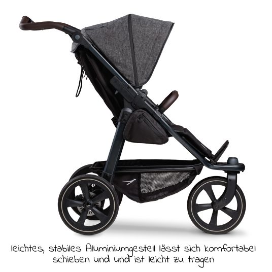 TFK Buggy & baby carriage Mono 2 with air chamber tires incl. free mamaboard - with sports seat up to 34 kg - premium anthracite