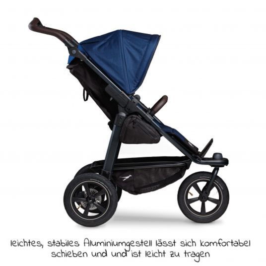 TFK Passeggino Mono 2 con pneumatici e mamaboard in omaggio - con seggiolino sportivo fino a 34 kg - Marine