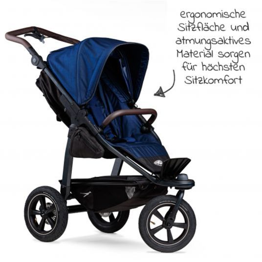 TFK Buggy & Sportkinderwagen Mono 2 mit Luftreifen inkl. Gratis Mamaboard - mit Sportsitz bis 34 kg - Marine