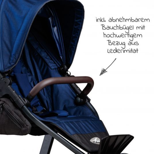 TFK Buggy & Sportkinderwagen Mono 2 mit Luftreifen inkl. Gratis Mamaboard - mit Sportsitz bis 34 kg - Marine