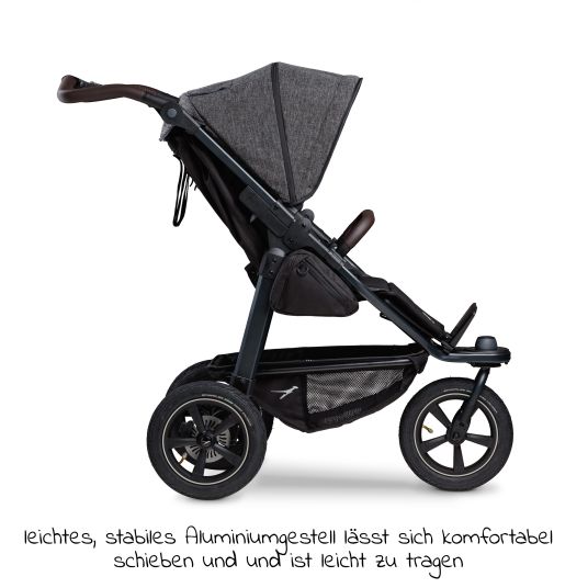 TFK Buggy & baby carriage Mono 2 with pneumatic tires incl. free mamaboard - with sports seat up to 34 kg - premium anthracite