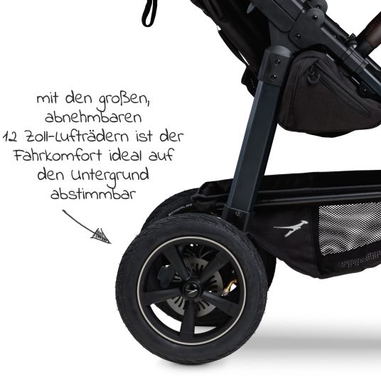 TFK Buggy & baby carriage Mono 2 with pneumatic tires incl. free mamaboard - with sports seat up to 34 kg - premium anthracite