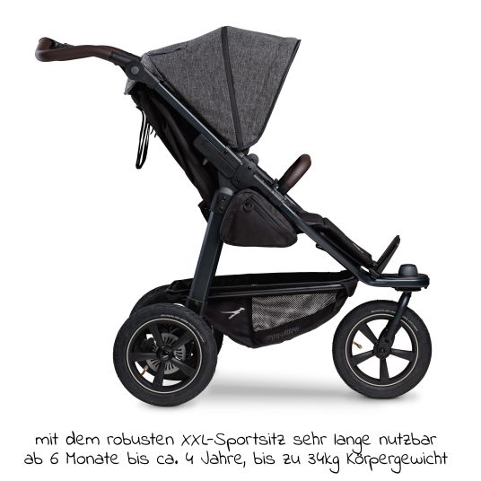 TFK Buggy & Sportkinderwagen Mono 2 mit Luftreifen inkl. Gratis Mamaboard - mit Sportsitz bis 34 kg - Premium Anthrazit