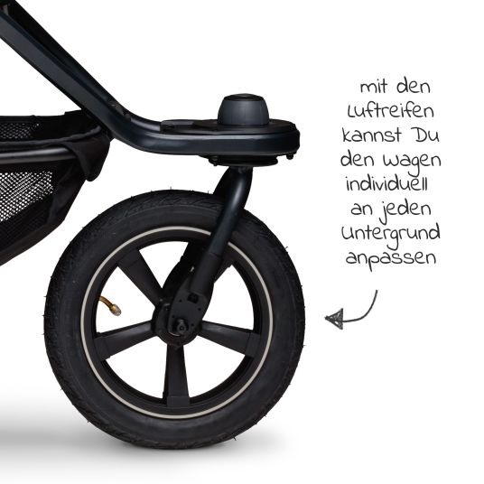 TFK Buggy & baby carriage Mono 2 with pneumatic tires incl. free mamaboard - with sports seat up to 34 kg - premium anthracite