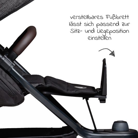 TFK Passeggino Mono 2 con pneumatici, incluso mamaboard in omaggio - con seggiolino sportivo fino a 34 kg - antracite premium