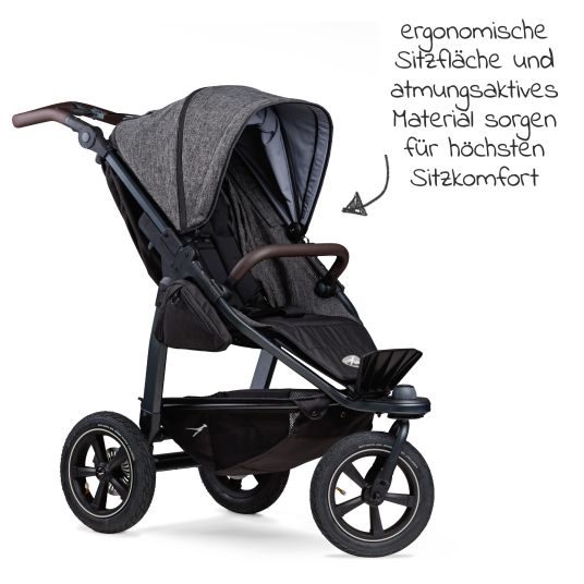 TFK Buggy & baby carriage Mono 2 with pneumatic tires incl. free mamaboard - with sports seat up to 34 kg - premium anthracite