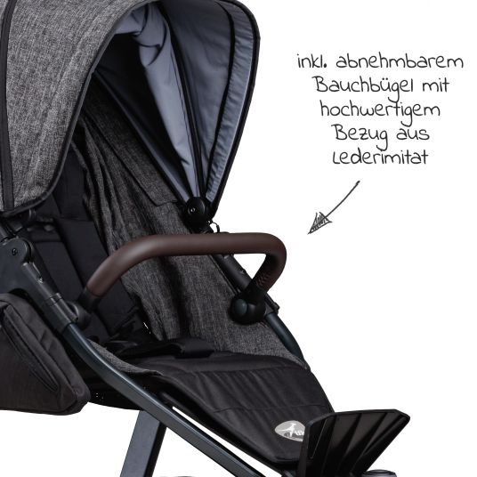 TFK Passeggino Mono 2 con pneumatici, incluso mamaboard in omaggio - con seggiolino sportivo fino a 34 kg - antracite premium