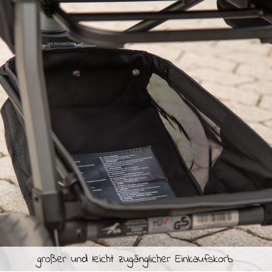 TFK Buggy & Sportkinderwagen Mono mit Luftreifen inkl. Sportsitz bis 34 kg + XXL-Zamboo Zubehörpaket - Marine