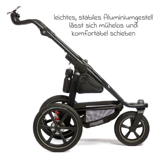 TFK Buggy & sports stroller Pro with pneumatic tires incl. sports seat up to 34 kg incl. cell phone holder, drink bottle, pacifier bag, buggy book & XXL accessory package - anthracite