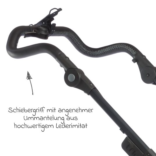 TFK Buggy & Sportkinderwagen Pro mit Luftreifen inkl. Sportsitz bis 34 kg inkl. Handyhalter, Getränkeflasche, Schnullertasche, Buggybuch & XXL Zubehörpaket - Anthrazit