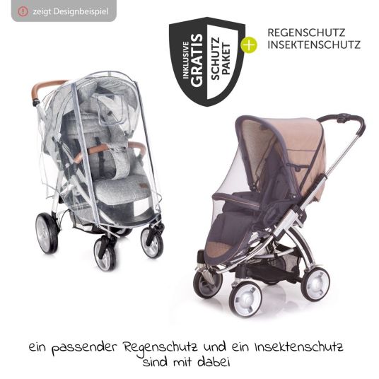 TFK Passeggino Pro con pneumatici e seggiolino sportivo fino a 34 kg, incluso portacellulare, bottiglia per bevande, borsa per ciuccio, libro per passeggino e pacchetto accessori XXL - antracite