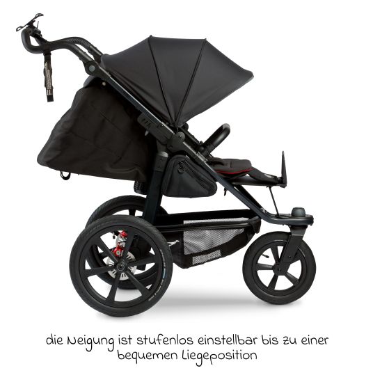 TFK Buggy & sports stroller Pro with pneumatic tires incl. sports seat up to 34 kg incl. cell phone holder, drink bottle, pacifier bag, buggy book & XXL accessory package - anthracite