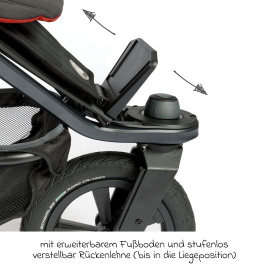 TFK Buggy & Sportkinderwagen Pro mit Luftreifen inkl. Sportsitz bis 34 kg inkl. Handyhalter, Getränkeflasche, Schnullertasche, Buggybuch & XXL Zubehörpaket - Anthrazit