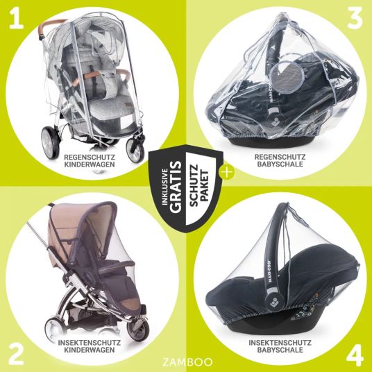 TFK Passeggino e carrozzina Pro con pneumatici e seggiolino sportivo fino a 34 kg con Maxi-Cosi Pebble Pro, portacellulare, biberon, borsa per ciuccio, libro per passeggino e pacchetto accessori XXL - antracite