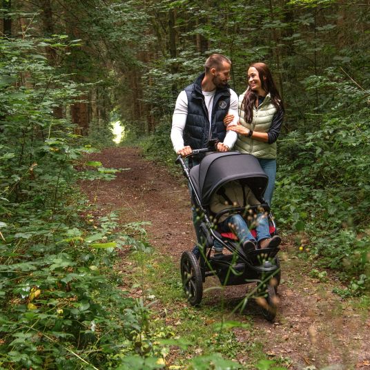 TFK Buggy & Sportkinderwagen Pro mit Luftreifen inkl. Sportsitz bis 34 kg inkl. Maxi-Cosi Pebble Pro, Handyhalter, Getränkeflasche, Schnullertasche, Buggybuch & XXL Zubehörpaket - Anthrazit