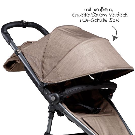TFK Buggy / stroller Dot 2 Outdoor with air chamber tires and reclining position - Brown