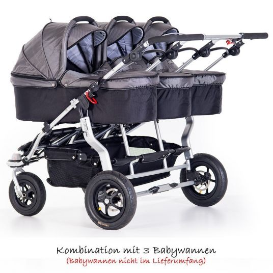 TFK Trio Twist triple stroller incl. adapter & raincover - grey