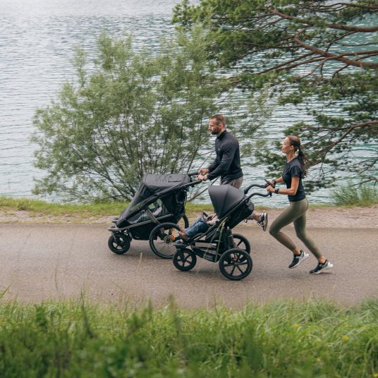 TFK Velo 2 bicycle trailer and baby carriage for 2 children (up to 44 kg) + drawbar - black