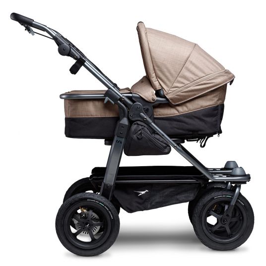 TFK Sibling & twin stroller Duo with pneumatic tires - 2x combi unit (tub+seat) + XXL Zamboo accessories - Brown