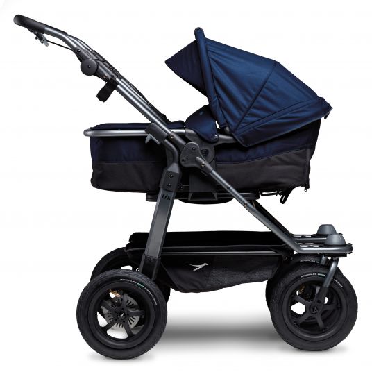 TFK Sibling & twin stroller Duo with pneumatic tires - 2x combi unit (tub+seat) + XXL Zamboo accessories - Navy