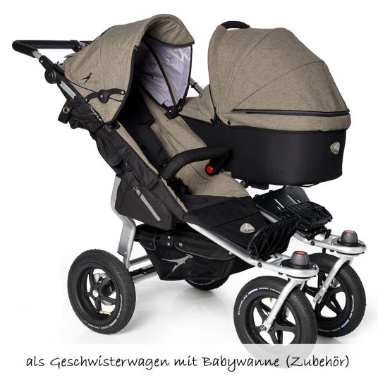 TFK Geschwister- & Zwillingskinderwagen Twin Adventure Premium - Schlamm