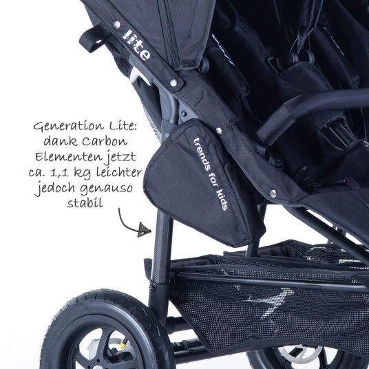 TFK Sibling & twin stroller Twinner Lite 2016 - Black