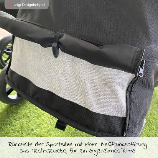 TFK Passeggino gemellare Duo con pneumatici - 2x sedute sportive fino a 45 kg + accessori XXL Zamboo - Marrone