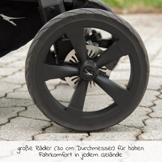 TFK Sibling & twin stroller Duo with air chamber tires - 2x combi unit (tub+seat) + XXL Zamboo accessories - Anthracite