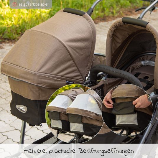 TFK Sibling & twin stroller Duo with air chamber tires - 2x combi unit (tub+seat) + XXL Zamboo accessories - Anthracite