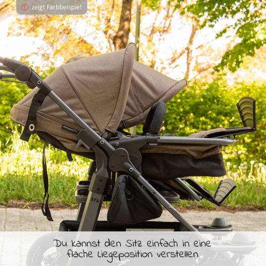 TFK Sibling & twin stroller Duo with air chamber tires - 2x combi unit (tub+seat) + XXL Zamboo accessories - Anthracite