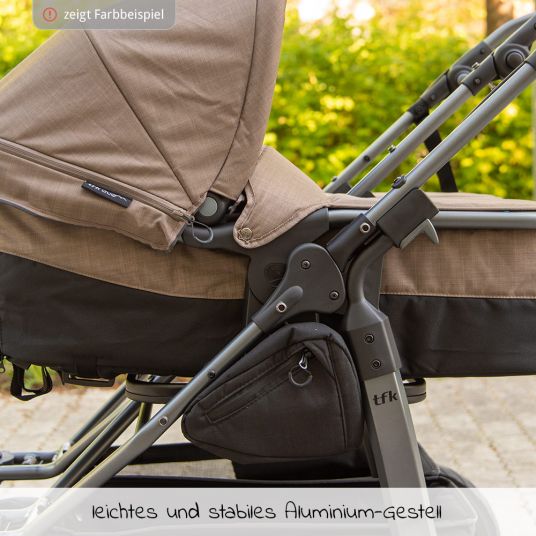 TFK Passeggino gemellare Duo con pneumatici a camera d'aria - 2x unità combinata (vasca+seduta) + accessori XXL Zamboo - antracite