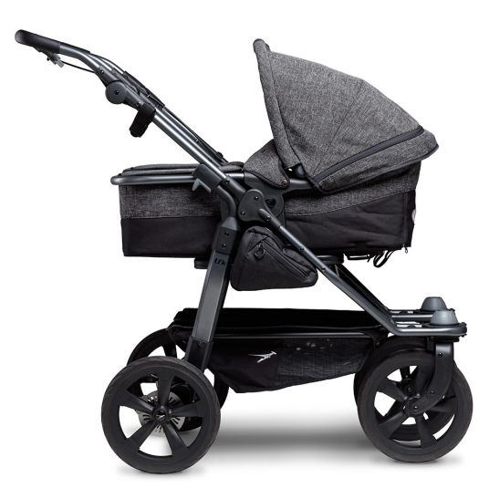 TFK Sibling & twin stroller Duo with air chamber tires - 2x combi unit (tub+seat) + XXL Zamboo accessories - Anthracite