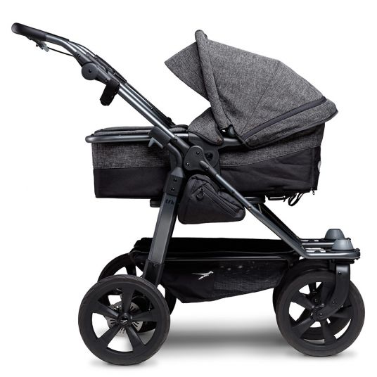 TFK Sibling & twin stroller Duo with air chamber tires - 2x combi unit (tub+seat) + XXL Zamboo accessories - Anthracite