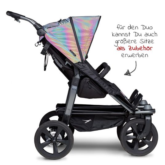 TFK Sibling & twin stroller Duo with air chamber tires - 2x combi unit (tub+seat) + XXL accessories - Glow in the Dark