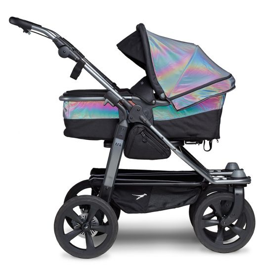 TFK Sibling & twin stroller Duo with air chamber tires - 2x combi unit (tub+seat) + XXL accessories - Glow in the Dark