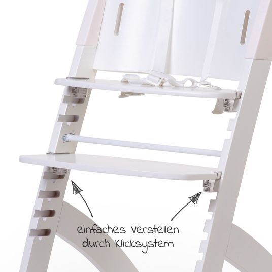 Childhome Evosit high chair growing with the child from 6 months with removable dining board - White